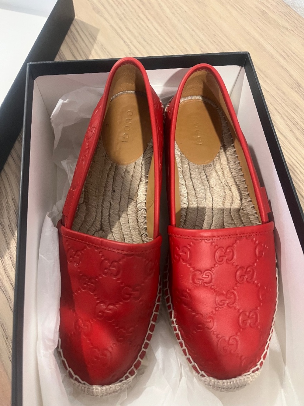 Gucci guccissima espradrille red leather sz 37